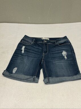 Women's Dark Blue Distressed Cuffed C Denim Shorts Sz 8 . 3128